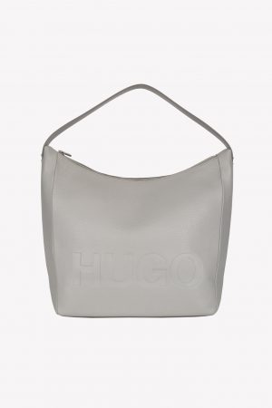 Schultertasche in Grau aus Leder Hugo Boss