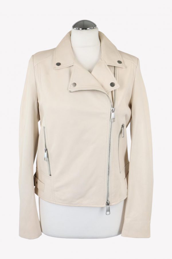 Hugo Boss Jacke in Creme aus Leder Biker.1
