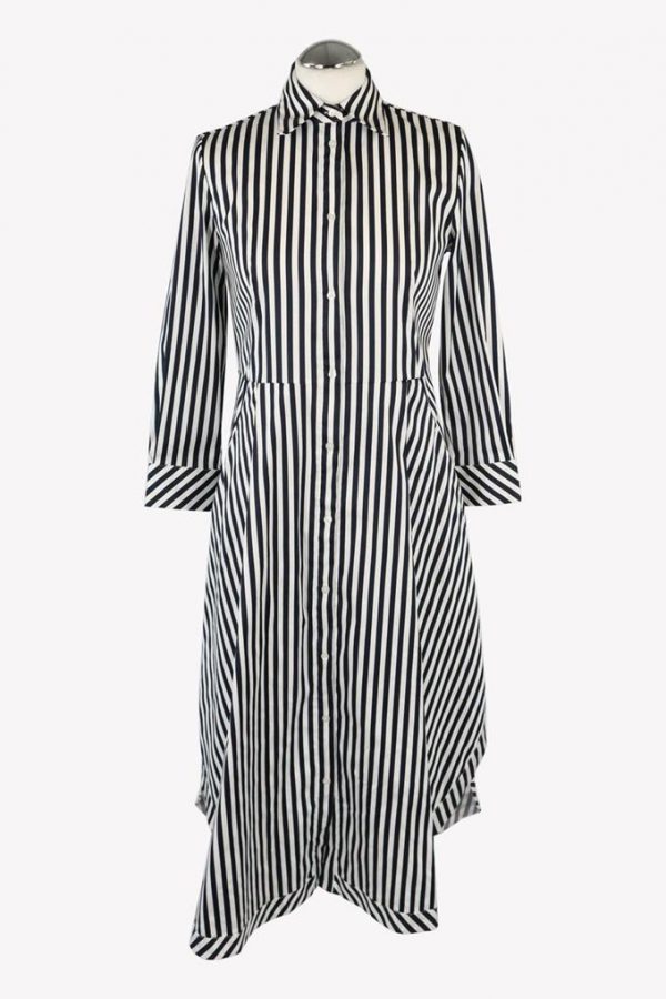 Hugo Boss Kleid in Schwarz / Weiß aus Baumwolle Shiftkleid.1