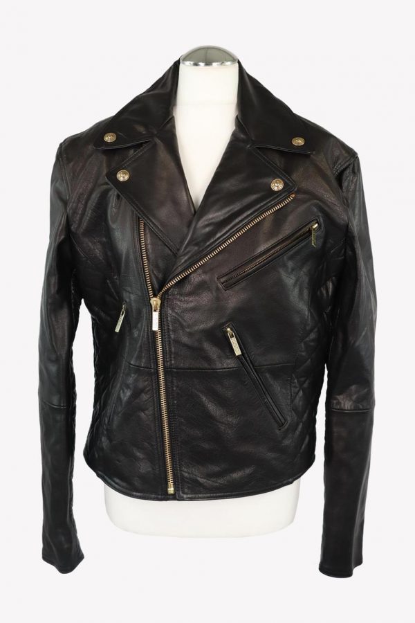 Versace Jacke in Schwarz aus Leder Biker.1